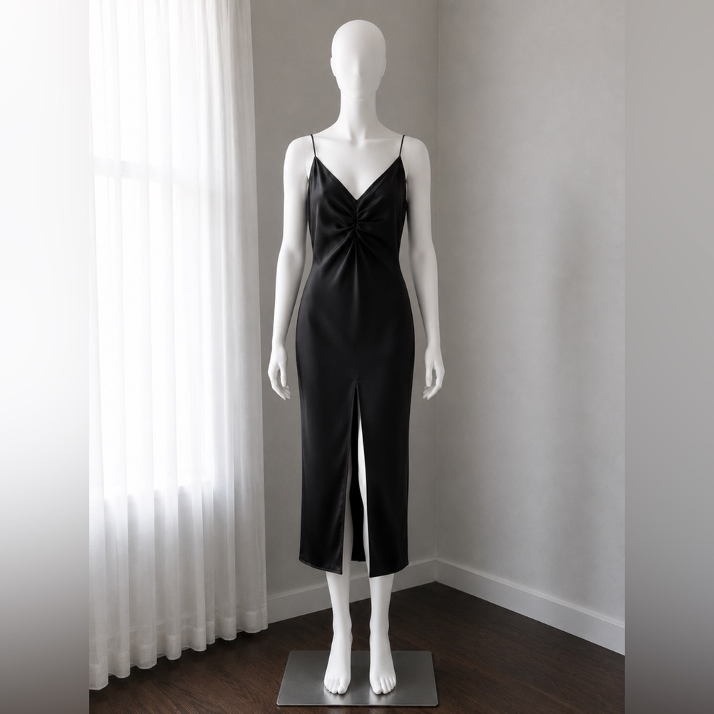Zara Black Spaghetti Strap Slip Dress CBK 90s Minimalist XS Small